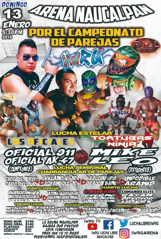 Carteleras de lucha libre del 9 al 15 de enero de 2019.