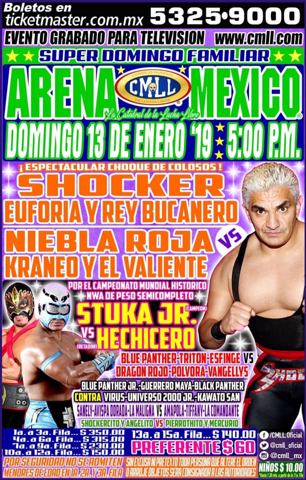 Carteleras de lucha libre del 9 al 15 de enero de 2019.