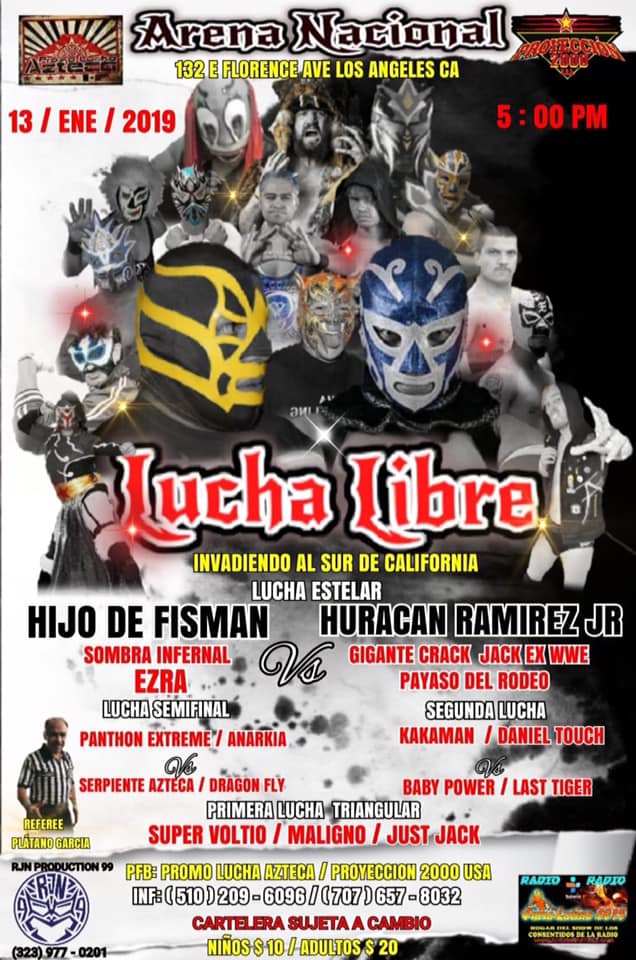 Carteleras de lucha libre del 9 al 15 de enero de 2019.