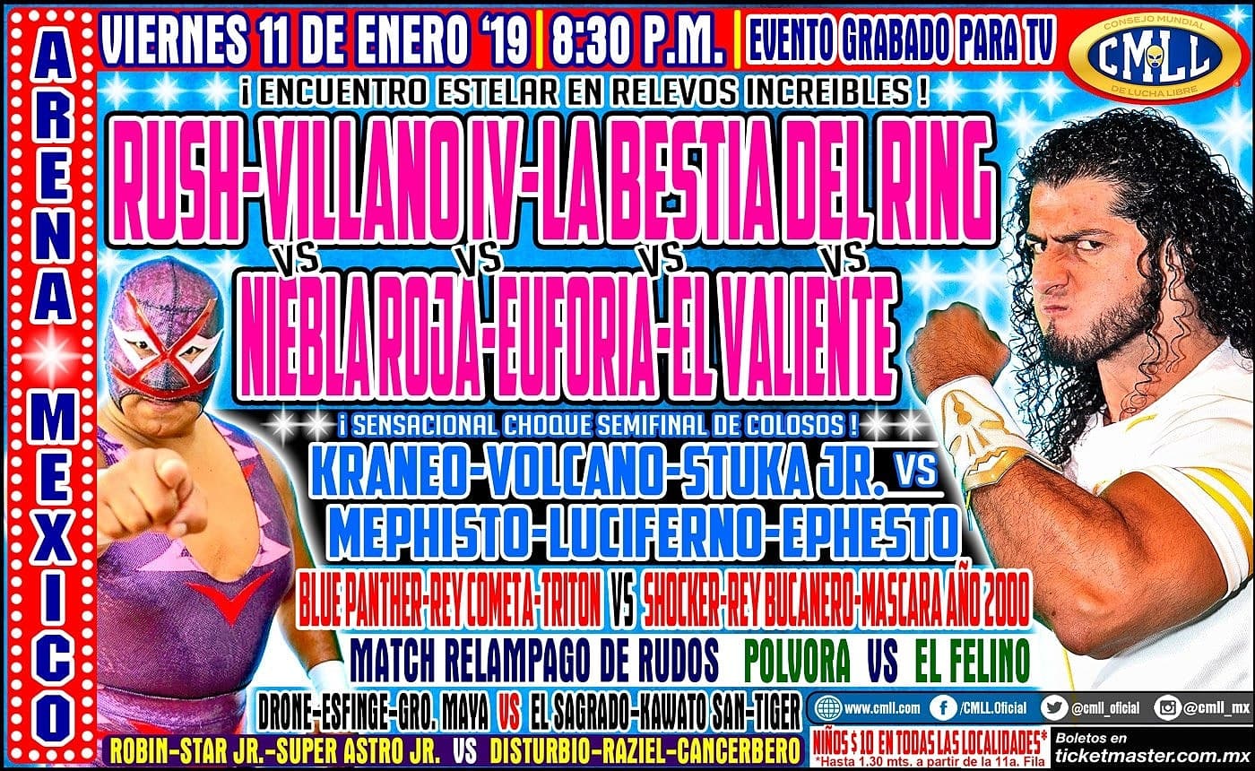 Los eventos de lucha libre que se realizarán del 9 al 15 de enero de 2019.