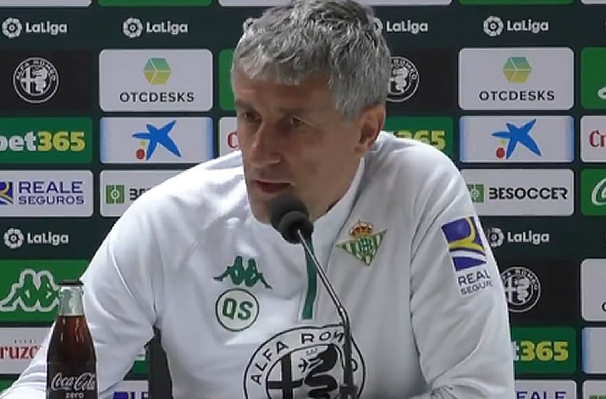 Quique Setién en la conferencia de este sábado. (Betis)