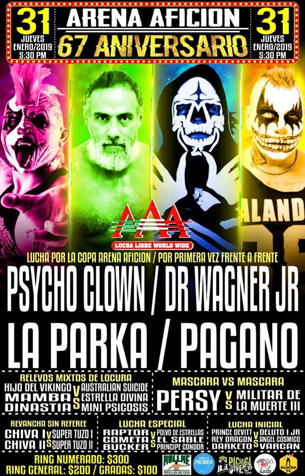 Carteleras lucha libre del 30 de enero al 5 de febrero.