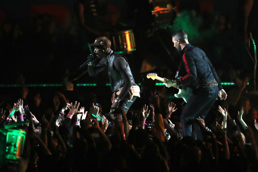 El medio tiempo del Super Bowl LIII con Maroon 5. (Foto: AFP)