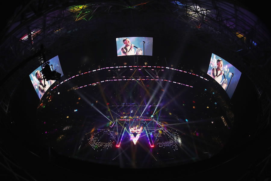 El medio tiempo del Super Bowl LIII con Maroon 5. (Foto: AFP)