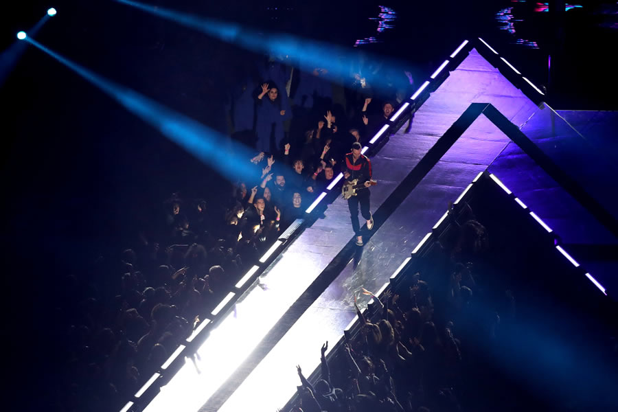 El medio tiempo del Super Bowl LIII con Maroon 5. (Foto: AFP)