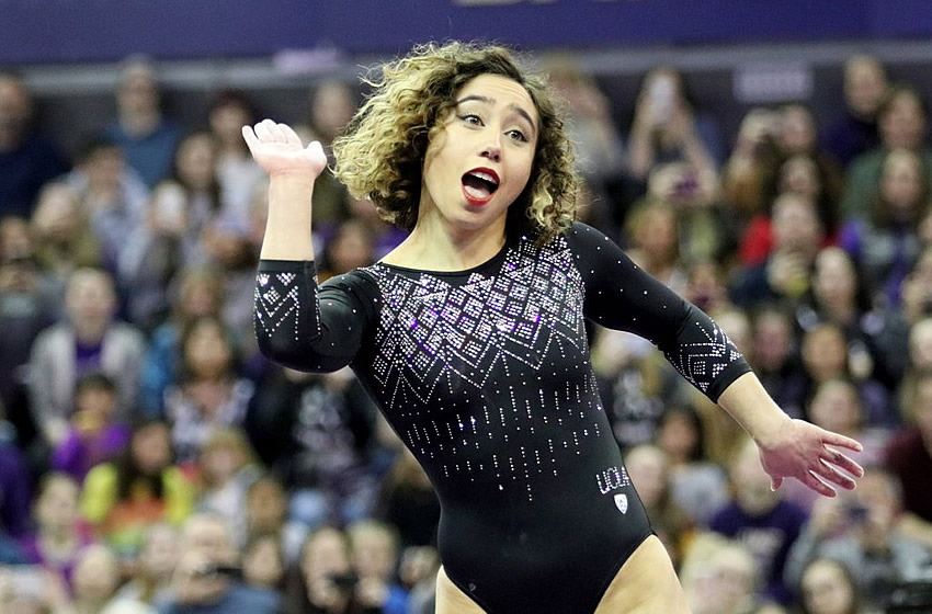 Katelyn Ohashi volvió a deslumbrar con su rutina de piso. (Foto: @uclagymnastics)