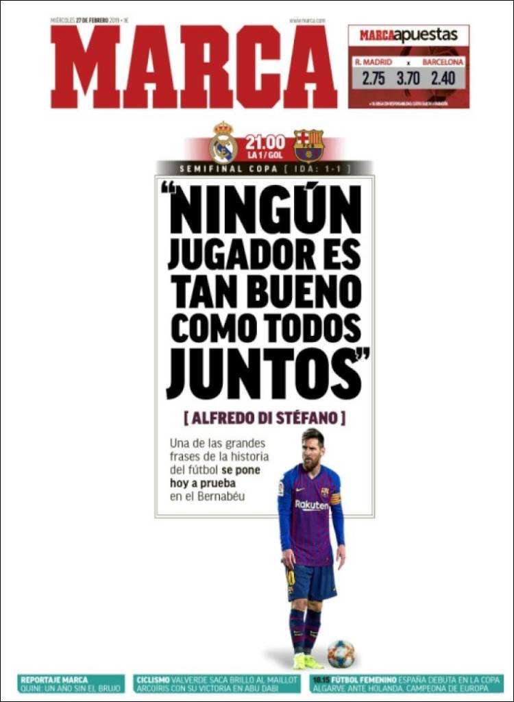 Las portadas deportivas más destacadas del mundo.