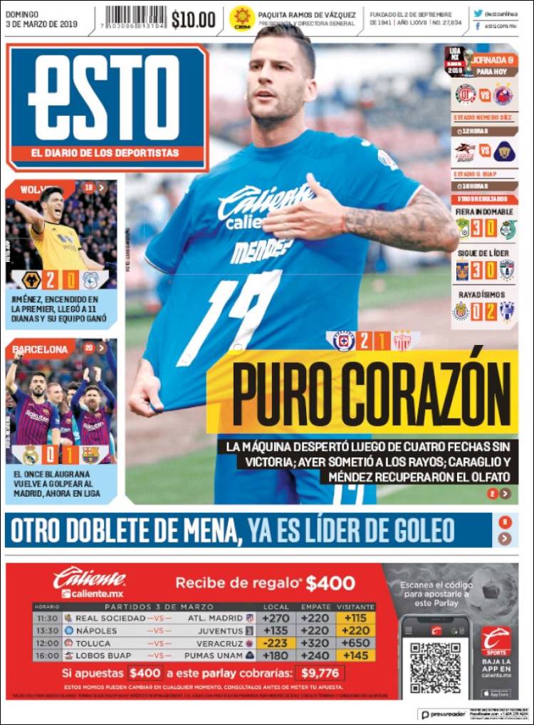 Las portadas deportivas del 3 de marzo de 2019.