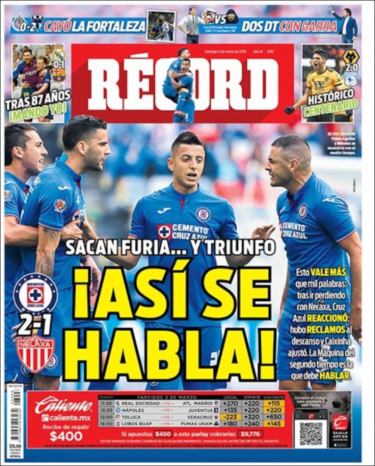 Las portadas deportivas del 3 de marzo de 2019.