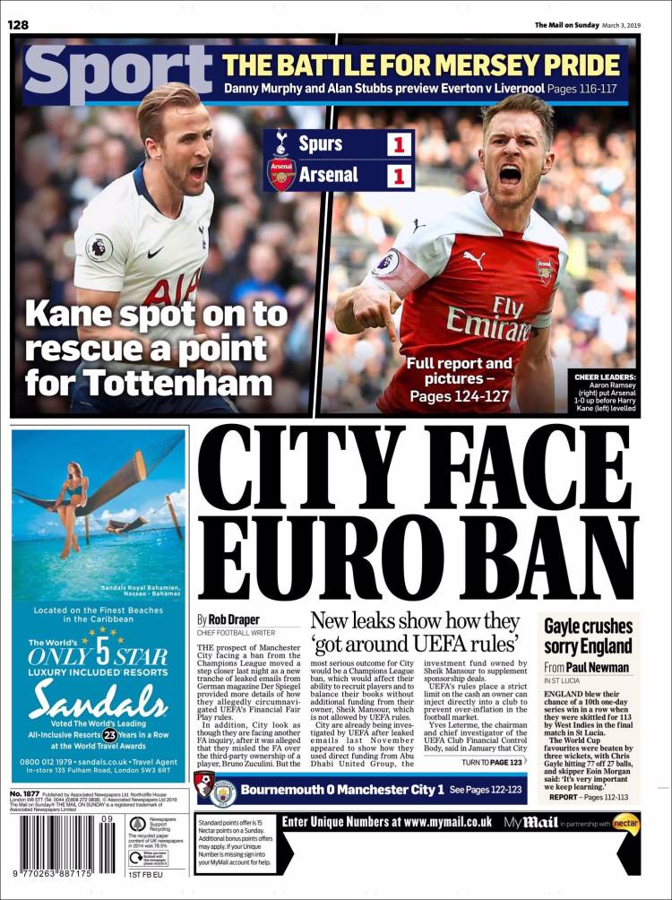 Las portadas deportivas del 3 de marzo de 2019.