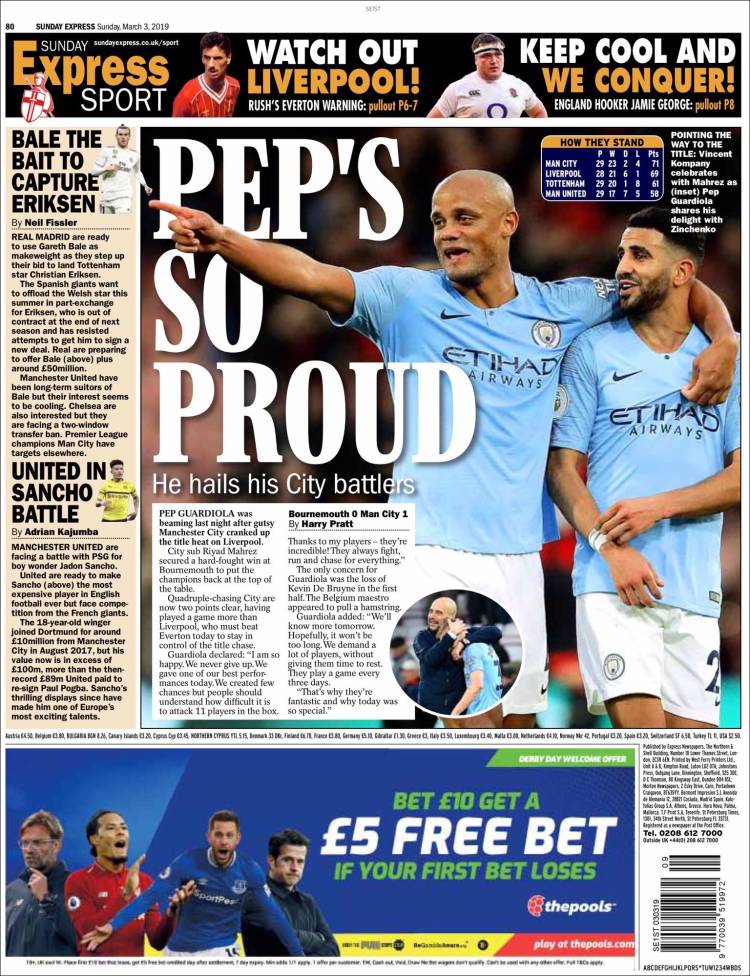 Las portadas deportivas del 3 de marzo de 2019.