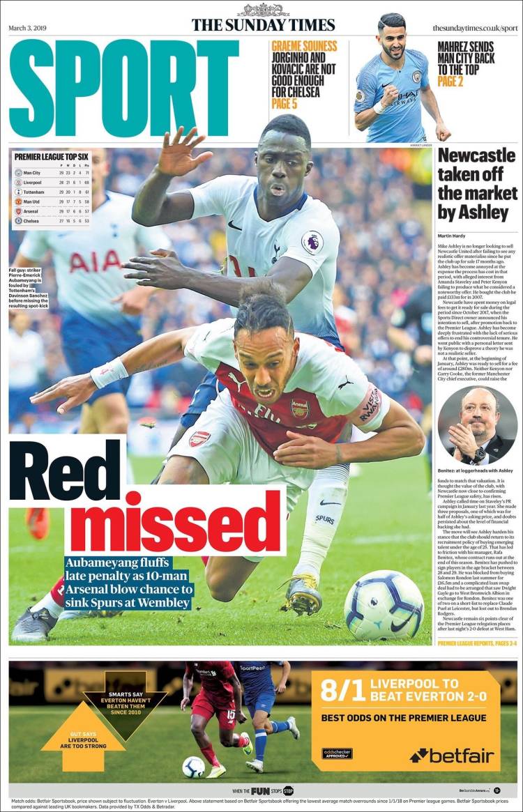 Las portadas deportivas del 3 de marzo de 2019.