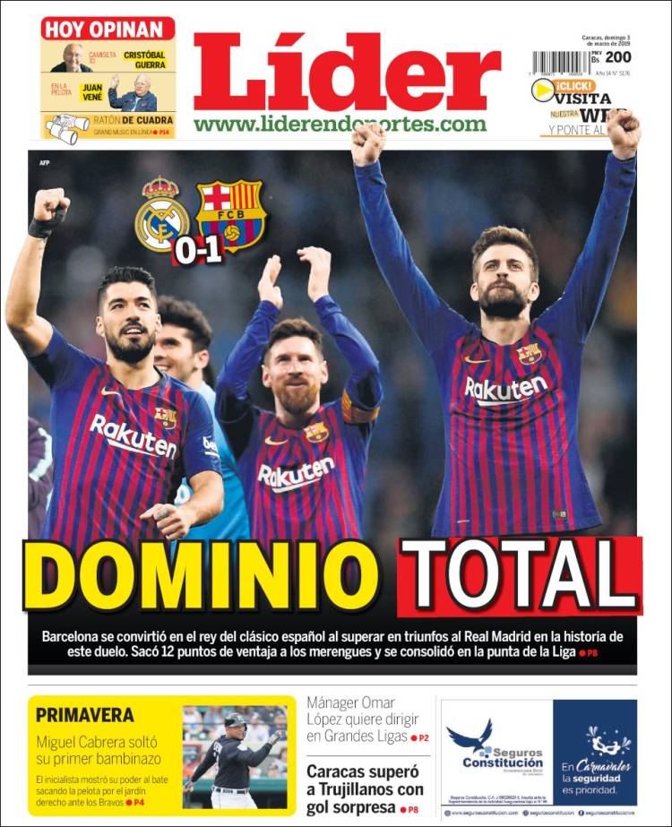Las portadas deportivas del 3 de marzo de 2019.