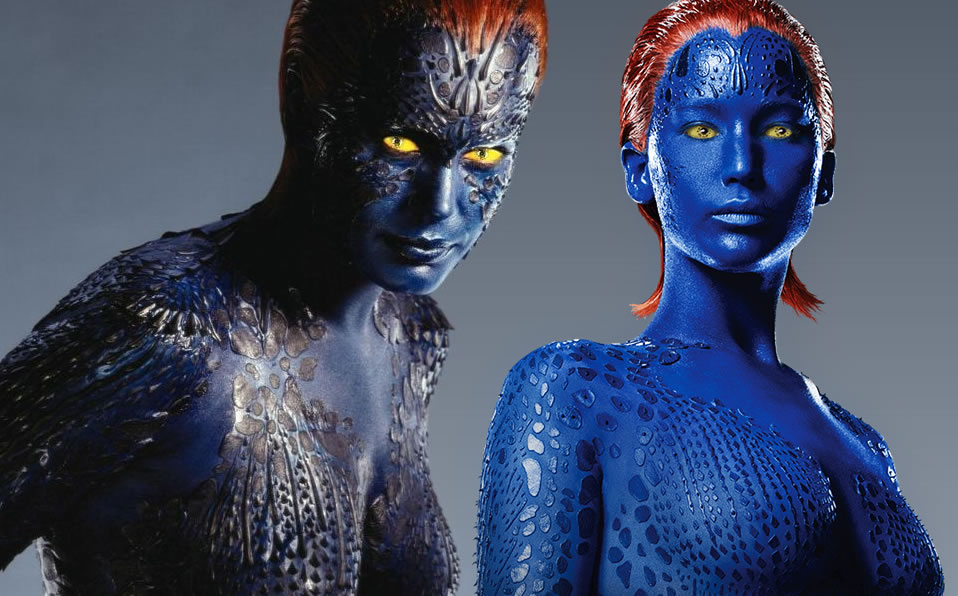 Mystique, interpretada por Rebecca Romijn y Jennifer Lawrence en X-Men. (Foto: Marvel)