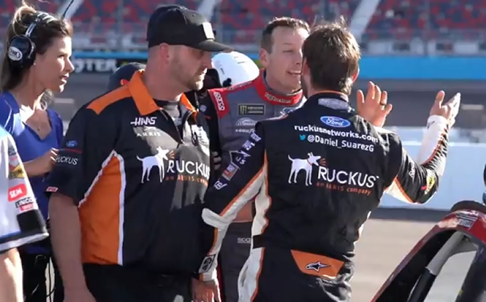 Dany Suárez encarando a su rival. (Nascar)