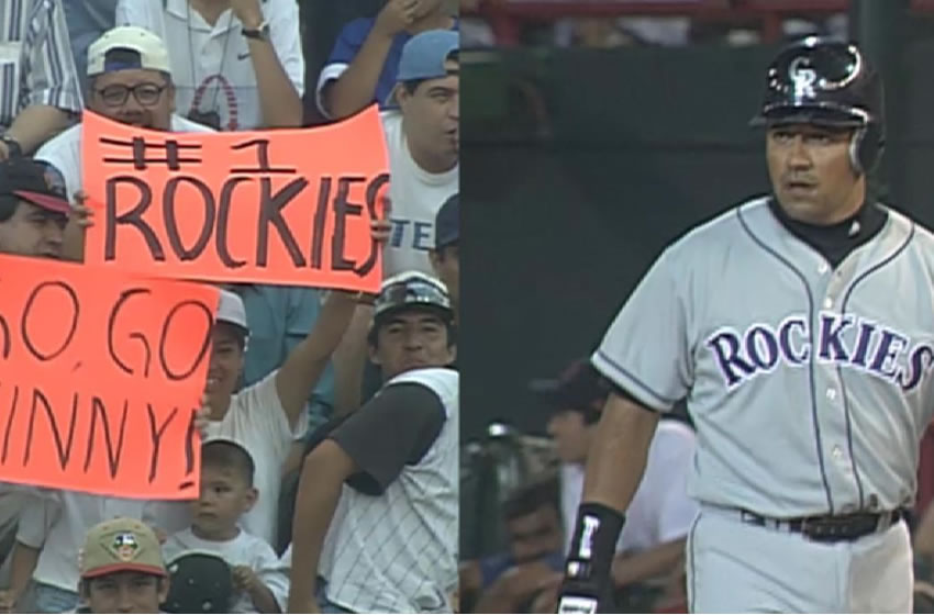 Vinny Castilla se fue de 5-4 en el juego en el que los Rockies se impusieron a los Padres en México en 1999. Foto: MLB