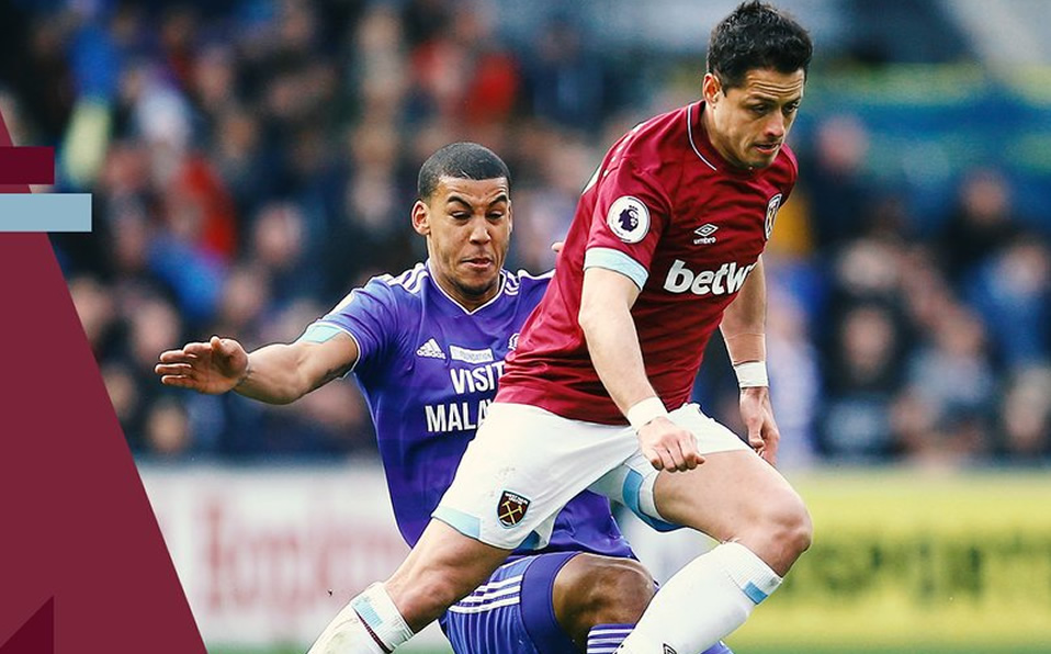 Chicharito disputó el partido completo en Cardiff. (Foto: @WestHamUtd)