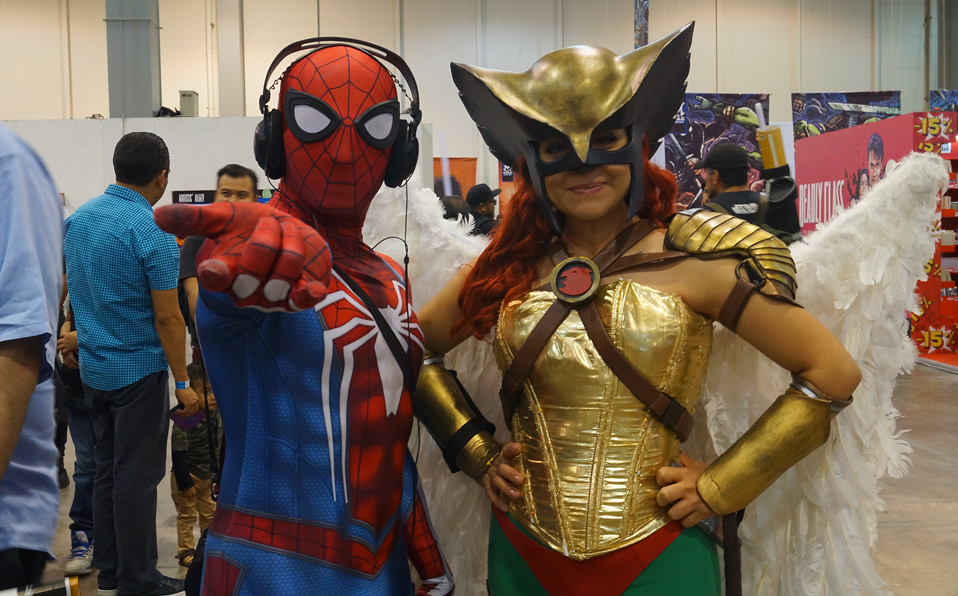 Cosplay de Spider-Man y Hawkgirl. (Foto: Aldo Pérez)