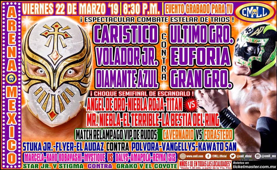 Los eventos de lucha libre que se realizarán del 20 al 26 de marzo.