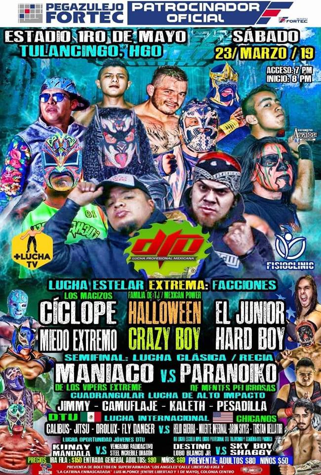 Los eventos de lucha libre que se realizarán del 20 al 26 de marzo.
