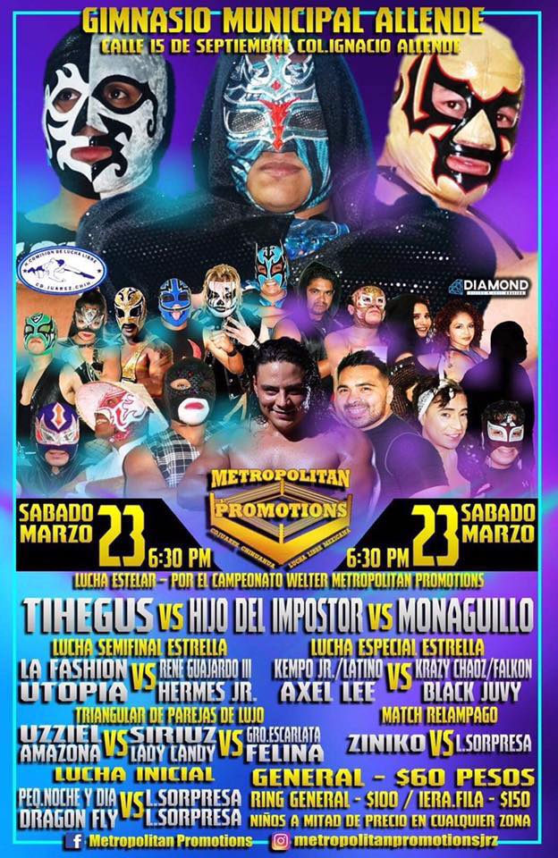 Los eventos de lucha libre que se realizarán del 20 al 26 de marzo.