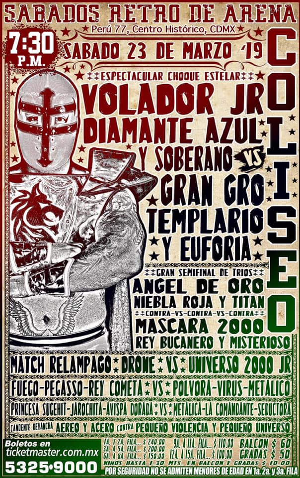 Los eventos de lucha libre que se realizarán del 20 al 26 de marzo.