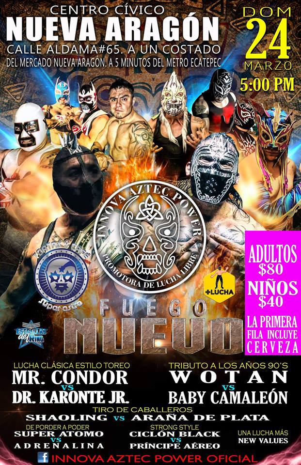 Los eventos de lucha libre que se realizarán del 20 al 26 de marzo.