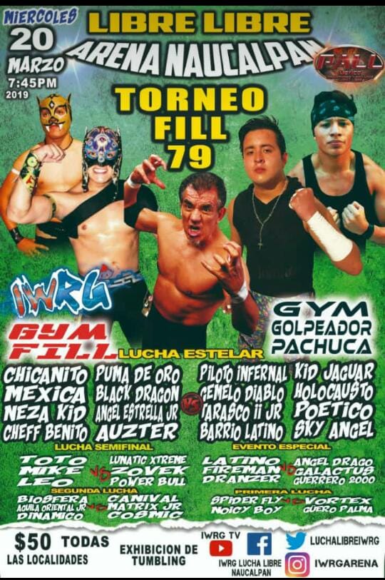 Los eventos de lucha libre que se realizarán del 20 al 26 de marzo.