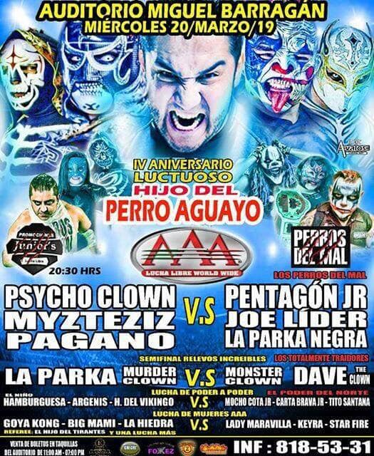 Los eventos de lucha libre que se realizarán del 20 al 26 de marzo.