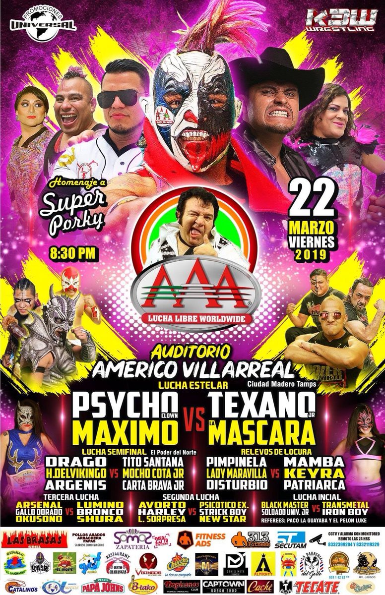 Los eventos de lucha libre que se realizarán del 20 al 26 de marzo.