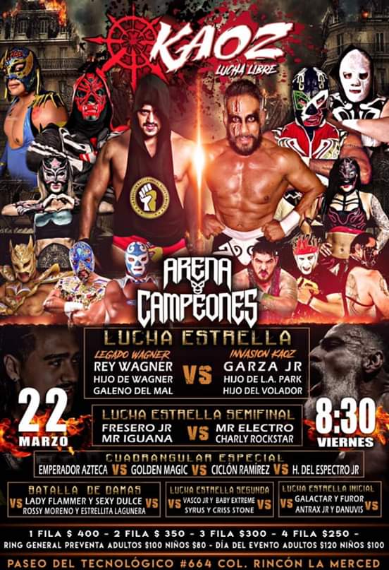 Los eventos de lucha libre que se realizarán del 20 al 26 de marzo.