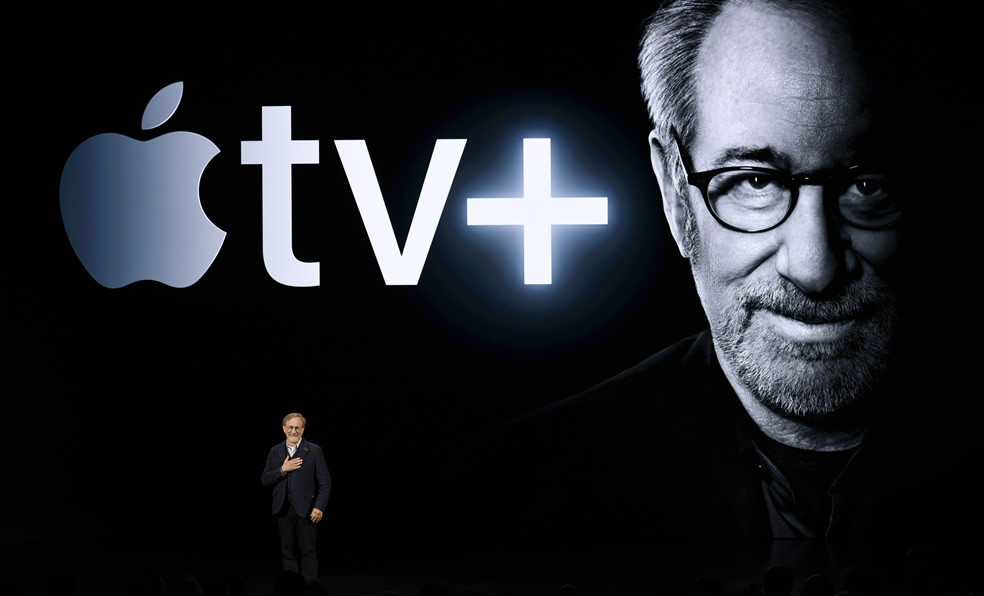El cineasta Steven Spielberg durante el lanzamiento de Apple en el Steve Jobs Theater. (Foto: Imago7)