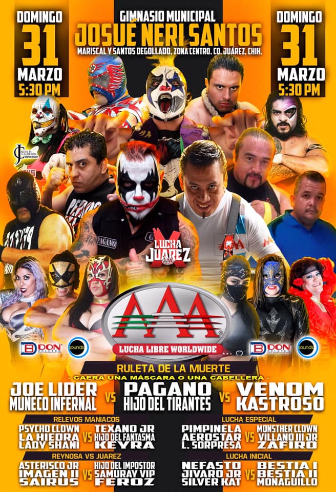 Carteleras de lucha libre del 27 de marzo al 2 de abril.