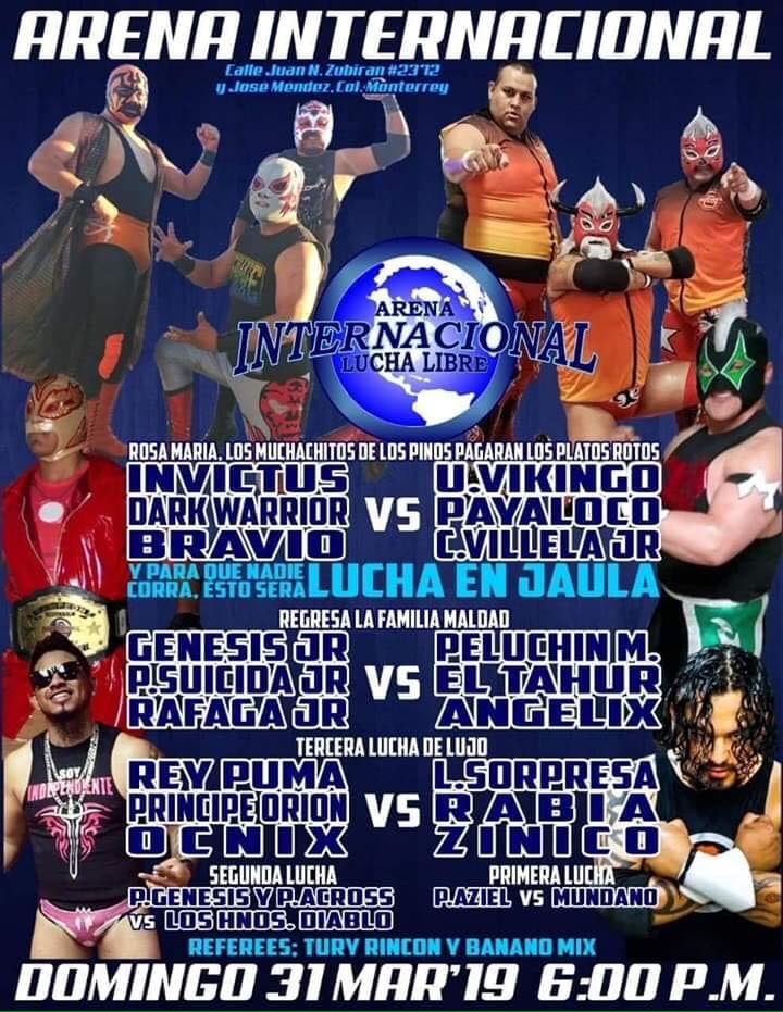 Carteleras de lucha libre del 27 de marzo al 2 de abril.