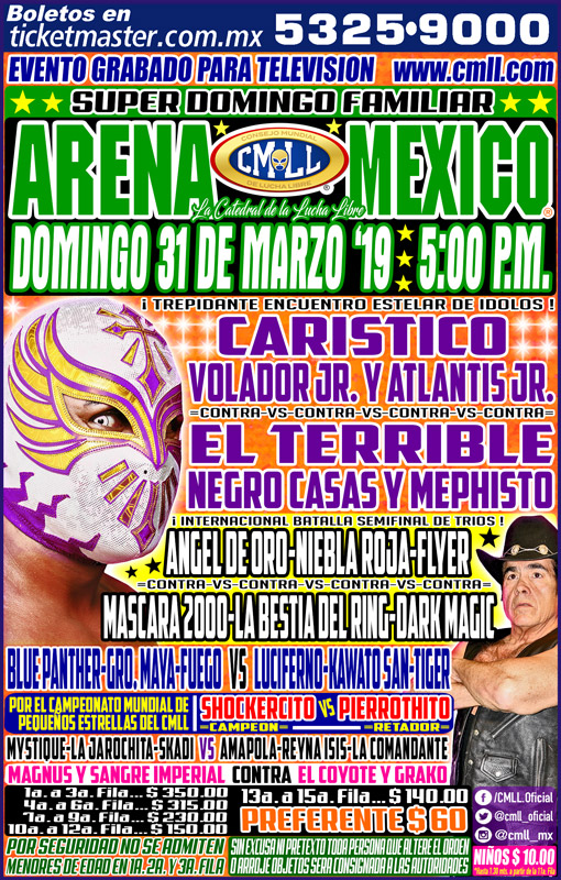 Carteleras de lucha libre del 27 de marzo al 2 de abril.