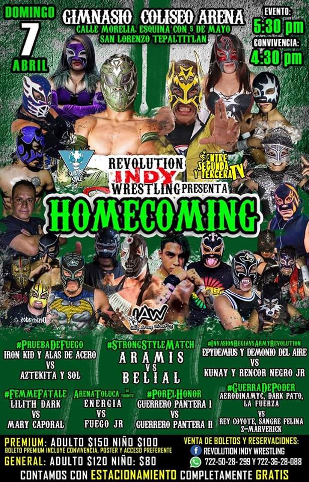 Los eventos de lucha libre que se realizarán del 3 al 9 de abril.
