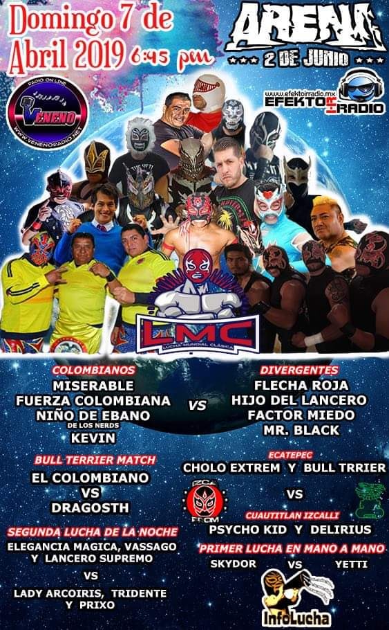 Los eventos de lucha libre que se realizarán del 3 al 9 de abril.