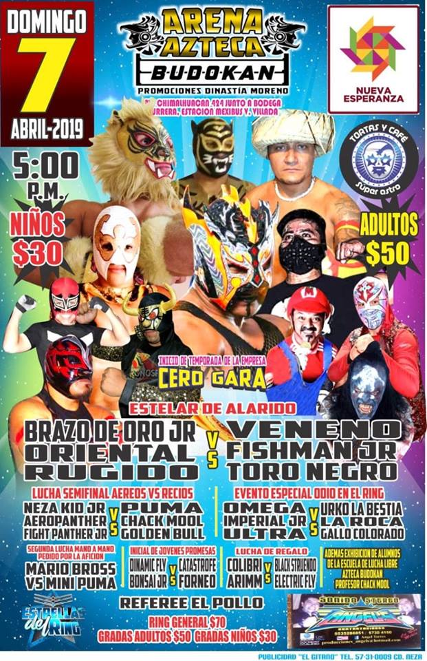 Los eventos de lucha libre que se realizarán del 3 al 9 de abril.