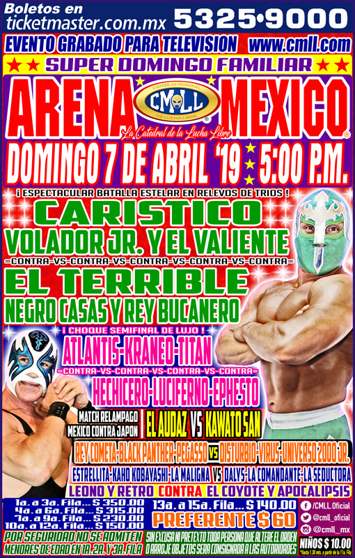 Los eventos de lucha libre que se realizarán del 3 al 9 de abril.