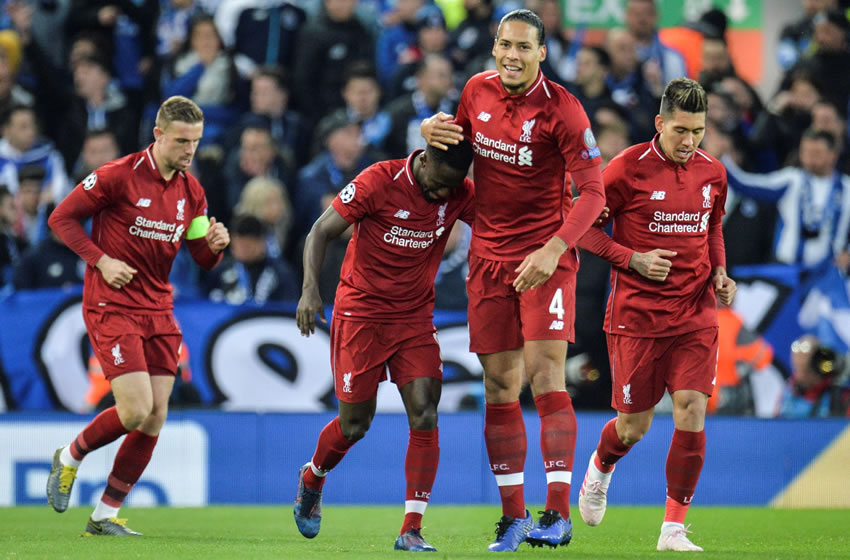 Los jugadores del Liverpool celebran el gol de Keita. Foto: EFE