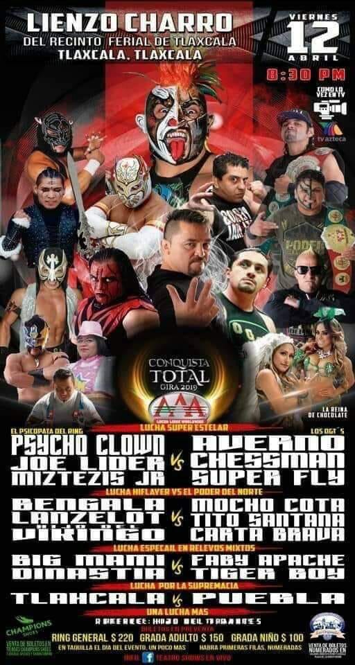 Carteleras de lucha libre del 10 al 16 de abril