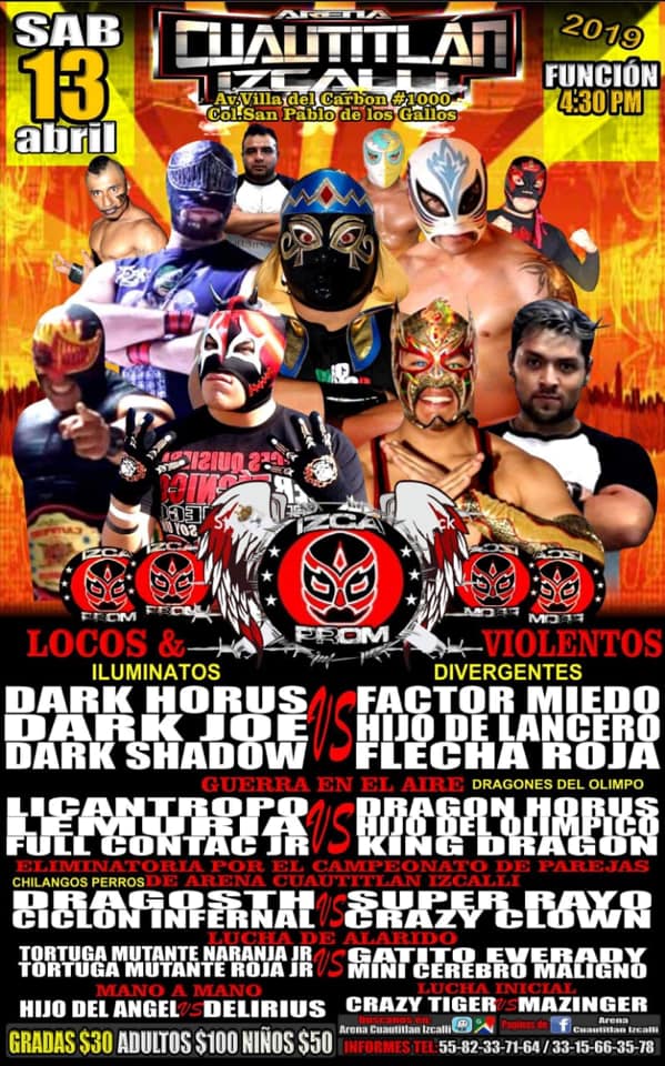 Carteleras de lucha libre del 10 al 16 de abril
