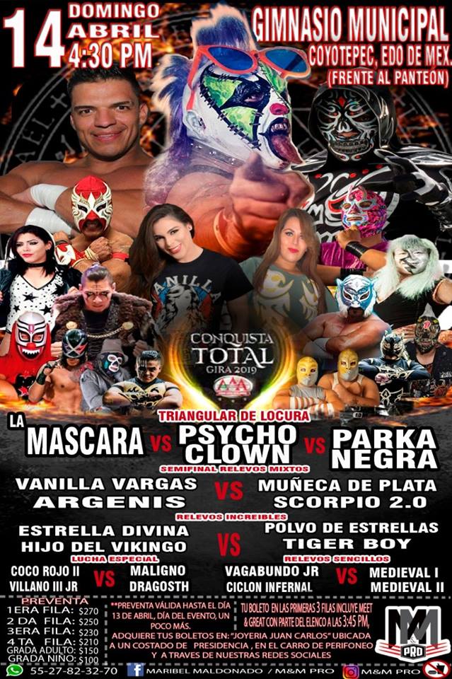 Carteleras de lucha libre del 10 al 16 de abril