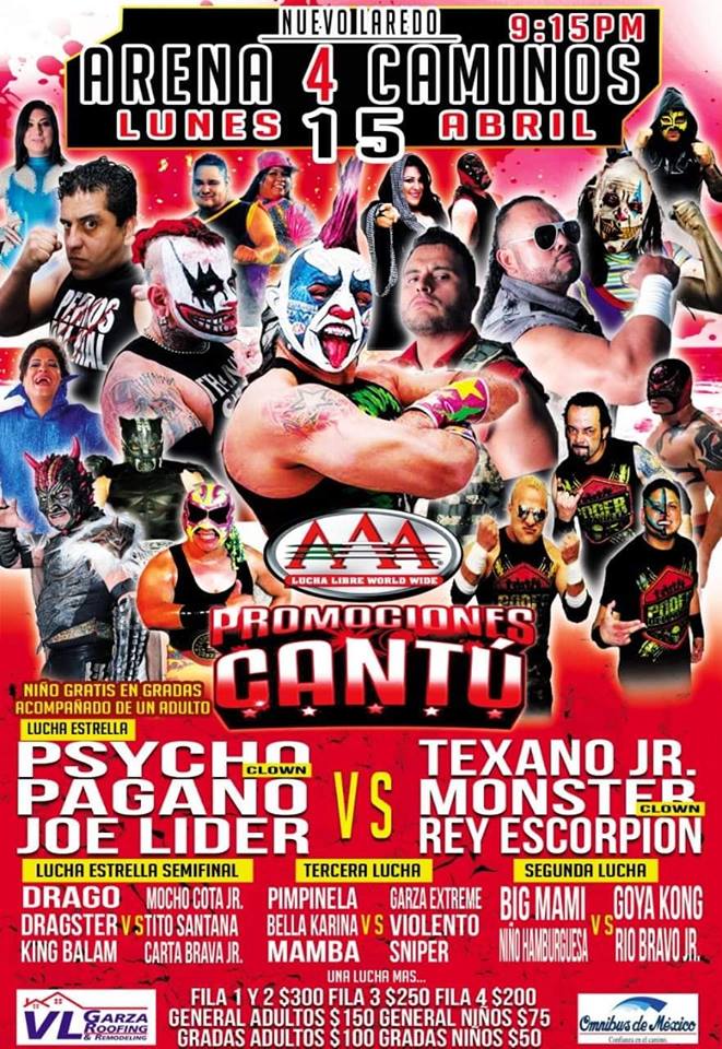 Carteleras de lucha libre del 10 al 16 de abril