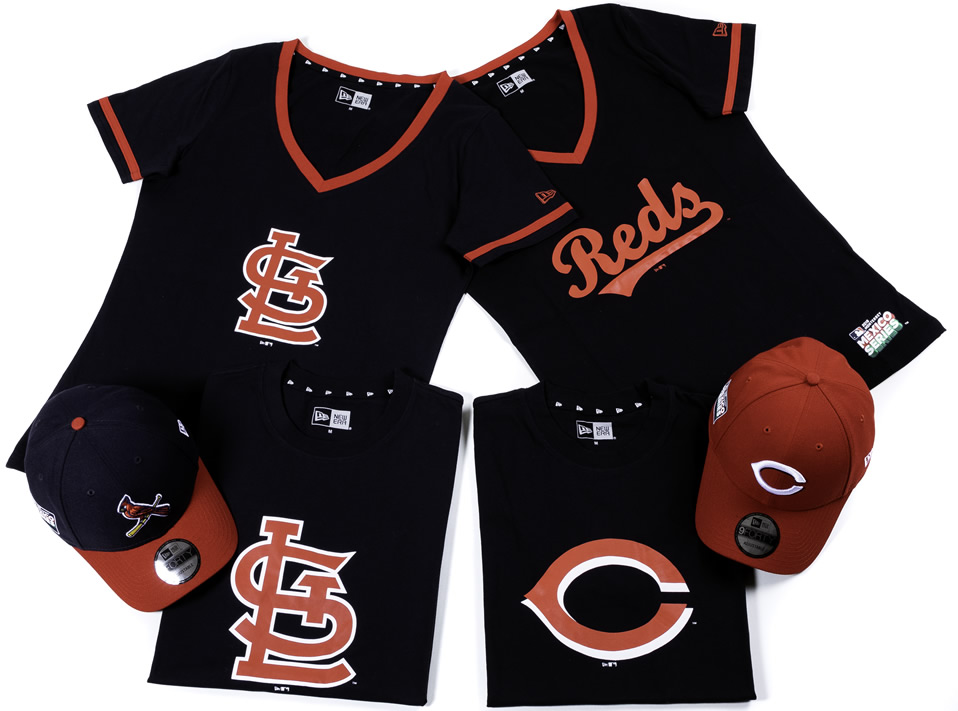 Colección New Era de gorras y ropa de la MLB Mexico Series, Reds vs Cardinals. Foto: New Era