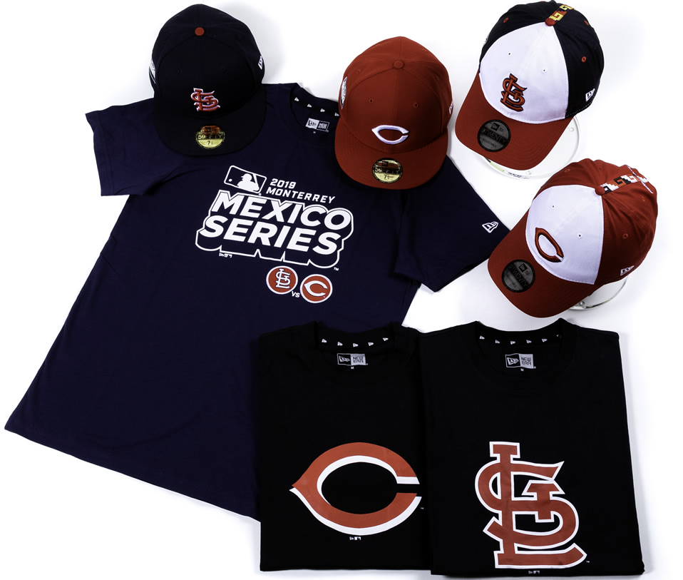 Colección New Era de gorras y ropa de la MLB Mexico Series, Reds vs Cardinals. Foto: New Era