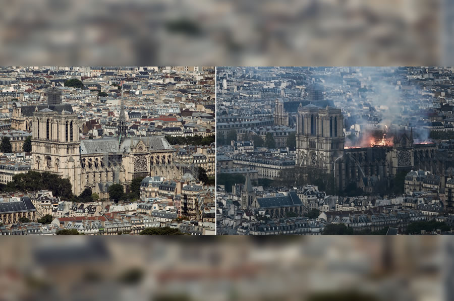 La catedral se incendió este lunes 15 de abril. (Foto: AFP)