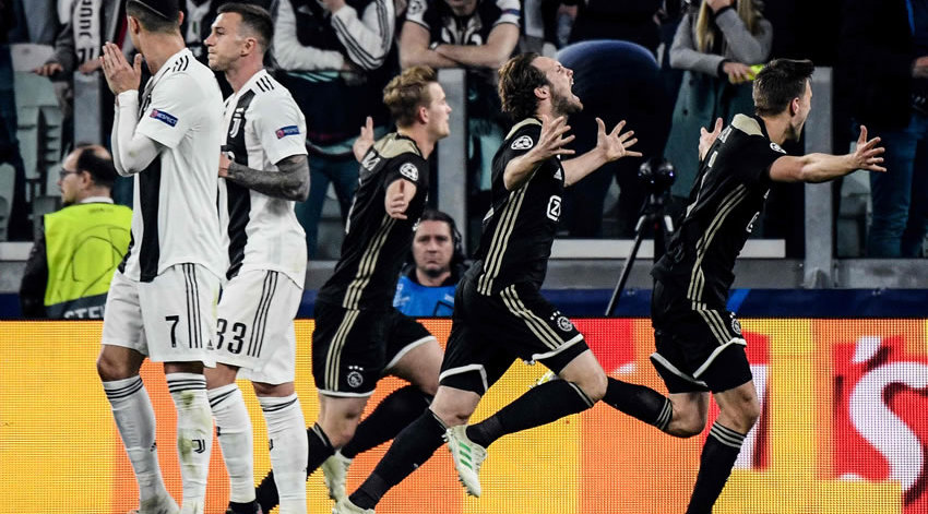 El Ajax dio la campanada al derrotar a domicilio a la Juventus y Cristiano. Foto: AFP