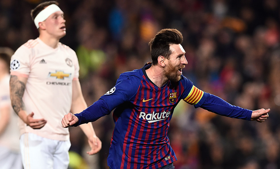 Lionel Messi anotó doblete ante el United. (Foto: AFP)