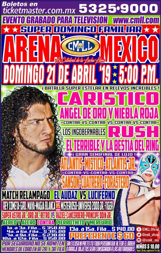 Carteleras de lucha libre del 18 al 23 de abril de 2019